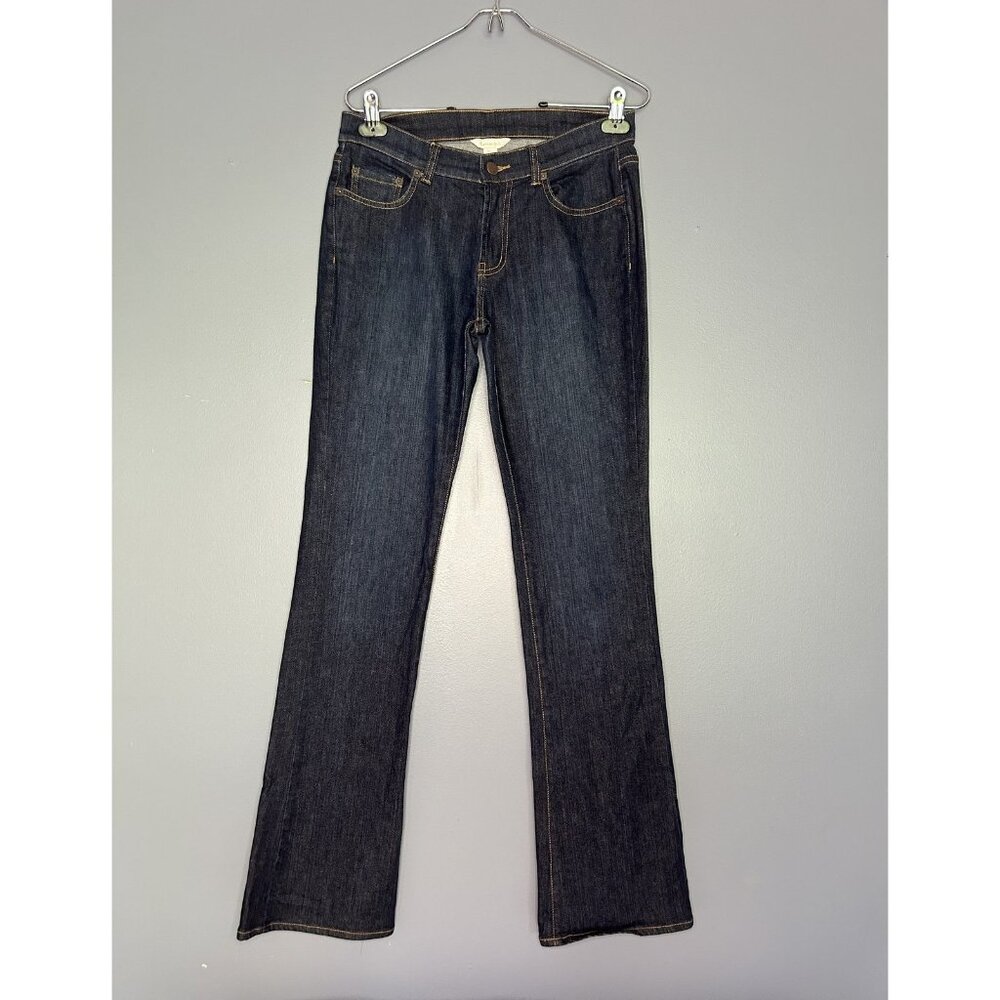 Garnet Hill Jeans Womens 4 Long Tall Dark Wash Denim Stretch Bootcut Pants Sleek